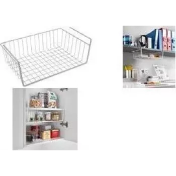 Metaltex Babatex Under-Shelf Hanging Basket, Plastic-Coated Metal, White, 300 x 260 x 140 mm 363830014