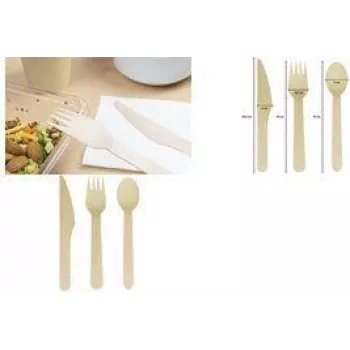 Kangaro set jednokratnog drvenog pribora za jelo, 200 komada, brezovo drvo, 160 mm, biorazgradiv K-157510