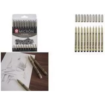 SAKURA Pigma Micron set fineliner olovaka, 10 crnih, debljine linija 0,15–0,70 mm, POXSDK10A