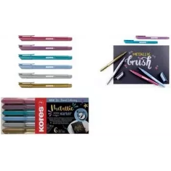 Kores Fasermaler Brush Tip Marker Metallic Style Brushpen u metalik bojama, vrh kista, idealan za umjetnost i kreativne radove - 1 komad (M21461)