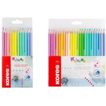 Kores Kolores Pastel trokutaste bojice, 12 različitih pastelnih boja, 3 mm mina, visoka pigmentacija, kartonska kutija BB93311