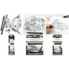 PentelArts permanentni fineliner Pointliner set od 8 komada, crni, 0,03 mm do 0,8 mm + kist YS20P-8