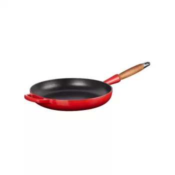 LE CREUSET tava za pečenje od lijevanog željeza s drvenom ručkom 28 cm crvena