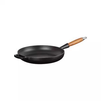 LE CREUSET Cast Iron Frying Pan with Wooden Handle Ø28cm Matte Black