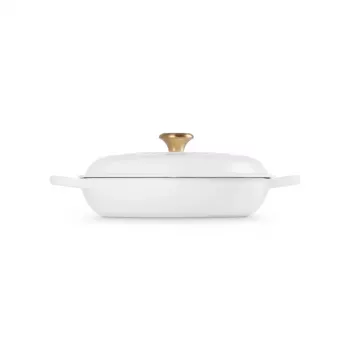 LE CREUSET plitki lonac od lijevanog željeza 30cm 3,5L bijeli