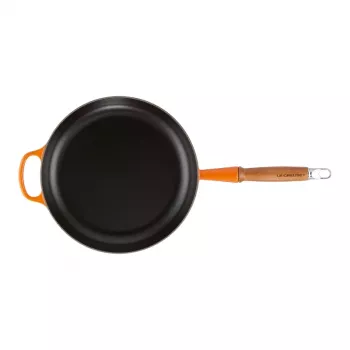 Le Creuset Cast Iron Frying Pan with Wooden Handle 28 cm Volcanic Orange