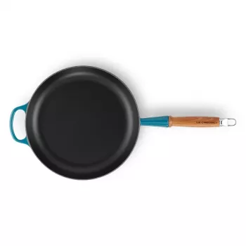 LE CREUSET tava od lijevanog željeza s drvenom ručkom Ø28cm plava