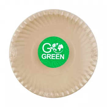 GOGREEN kompostirajući tanjuri od šećerne trske s uzorkom Go Green Ø23cm, 10 kom.