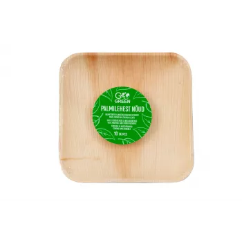 GoGreen tanjuri od areka palminog lista 15x15 cm, četvrtasti, 10 kom., prirodni, jednokratni