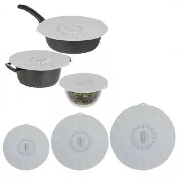 ASI COLLECTION set silikonskih poklopaca s 3 Ø20/26/30cm sivi