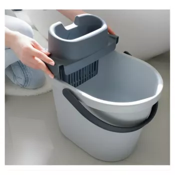 ECO EGO ovalna kanta s ravnim prešom na gumb, 10 L, sivo-zelena, polipropilen