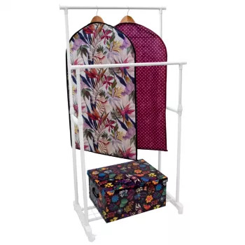 ORDINETT Deluxe Double bijeli vertikalni stalak za rublje, 88x43x98-175cm