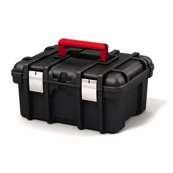 KETER DIY kutija za alat 16, 41,9 x 32,7 x 20,5 cm, crna s crvenim detaljima, slagaljiva, metalne kopče, uklonjiva polica