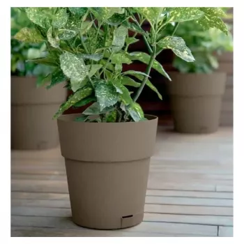 STEFANPLAST Ethica posuda za cvijeće s podmetačem, 25x25 cm, smeđa, 8,5 L, reciklirana plastika