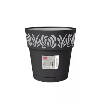 STEFANPLAST Gaia posuda za cvijeće s podmetačem Ø25x25cm crna