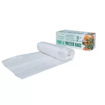 BioBag 6L kompostirajuće vrećice za zamrzavanje hrane, 20 perforiranih vrećica po roli, 24 x 50 cm, 18 mikrona, prozirne