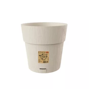 STEFANPLAST Ethica okrugla teglica za cvijeće s podmetačem, bijela, promjer 25 cm, visina 25 cm, 12,3 L, polipropilen otporan na UV i mraz, unutarnji/vanjski prostor