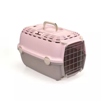 STEFANPLAST Transportna kutija Horizon 1 s metalnim vratima 48x32x30cm ružičasta/siva