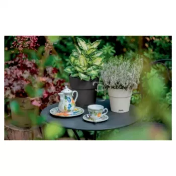 STEFANPLAST Ethica Round Flower Pot with Tray, Brown, 40x39 cm, 25 L
