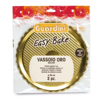 GUARDINI Easy Bake zlatni plastični pladnjevi, set od 2, Ø28cm