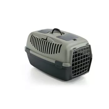 STEFANPLAST Gulliver 3 transportna kutija za kućne ljubimce s plastičnim vratima 61x40x38 cm siva/zelena