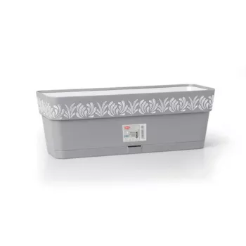 STEFANPLAST teglenica za cvijeće s podmetačem Gaia 50x18x17 cm siva