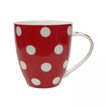 ASI COLLECTION šalica Dots 513 ml crvena s bijelim točkama
