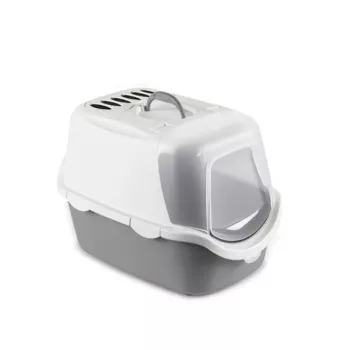 STEFANPLAST Cathy Easy Clean WC za mačke s poklopcem 56x40x40cm, bijeli/sivi