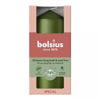 Bolsius Candle Cylinder Ø120x58 mm, Metallic Green