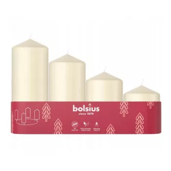 Bolsius Cylinder Candle Set, 4 pcs, 120/100/80/60 x 48 mm, Cream