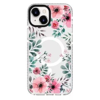 Evelatus iPhone 15 Plus prozirna MagSafe futrola s cvjetnim uzorkom