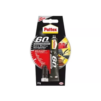 Pattex 60 sekundi univerzalno ljepilo 20g tuba - prozirno, FlexTec Polymer, brzoljepljivo za drvo, metal, staklo, keramiku, kožu, gumu, plastiku
