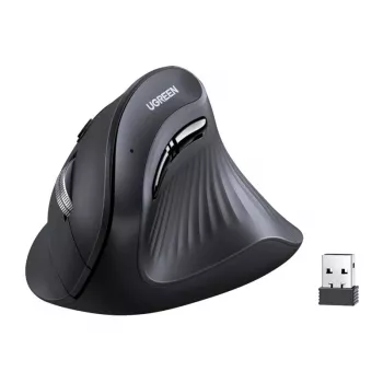 UGREEN MU008 bežični vertikalni optički miš, 2.4G + Bluetooth 5.0, crni