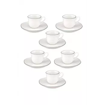 LA PORCELLANA BIANCA Teresa set šalica za espresso s tanjurićima, 90 ml, porculan, bijeli, 12 dijelova