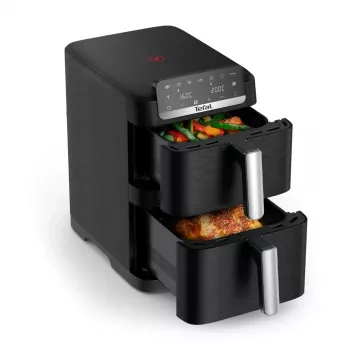 TEFAL dvokorpa friteza na vrući zrak EY7528E0 Easy Fry Crispy Stack, 2700 W, 6 L + 4 L, crna