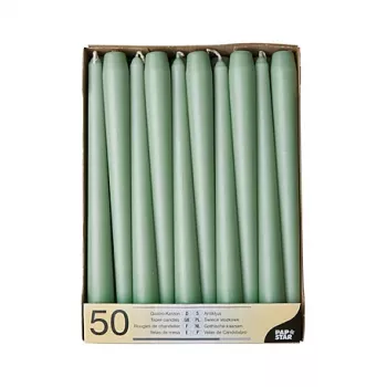 PAPSTAR Taper Candles 22 x 250 mm, Jade Green, Pack of 50 (88341)