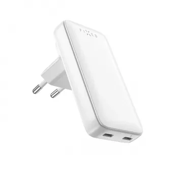 Fixed Slim Traveller 2xUSB-C putni punjač sa svjetskim adapterima, GaN, 45W – bijeli
