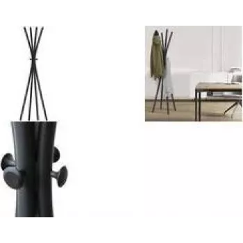 UNILUX TOTEM samostojeći stalak za garderobu, 1750 mm, crni metal, 8 kuka 400188801