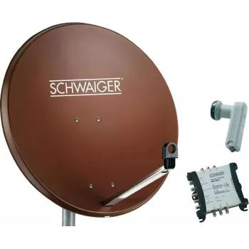 SCHWAIGER SAT sustav 80 cm 6 korisnika Quattro LNB (bez preklopnika) cigla crvena s multiswitchom 5/6