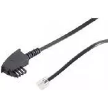 ShiverPeaks 70093-KOMSA - 3 m - TAE-F - RJ-11 - crni - utikač/utikač - okrugli telefonski kabel