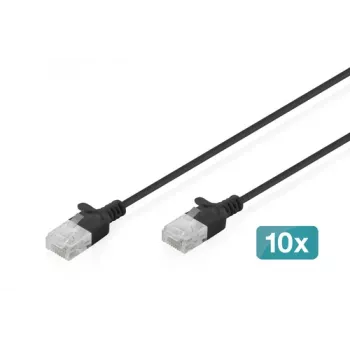 DIGITUS Slim Cat6 U/UTP patch kabel RJ45, 0,3 m, crni, LSZH, pakiranje od 10 komada