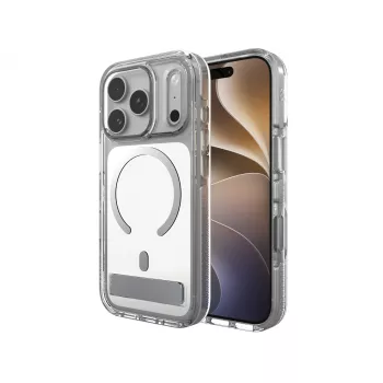 Zagg Santa Cruz Snap metalna futrola sa stalkom za iPhone 18 Pro / 17 Pro, srebrna