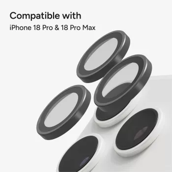 Zagg Glass Elite antirefleksni prstenovi za kameru za iPhone 18 Pro Max / 17 Pro Max / 18 Pro / 17 Pro srebrni