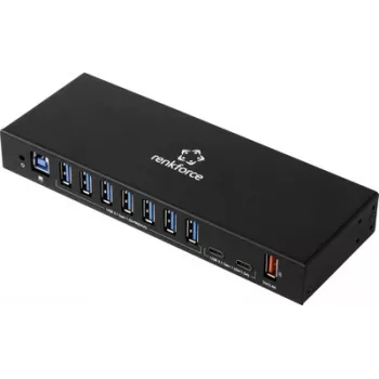Renkforce RF-7403762 USB koncentrator 10 priključaka USB-A, USB-C® USB 3.2 Gen1 5 Gbit/s za industrijske primjene crni RF-IH10-100