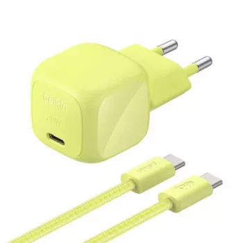 Belkin BOOST Charge USB-C/USB-C 30W PD punjač s PPS, Citrus + 2 m USB-C kabel (WCA008KQ2MGR-B6)