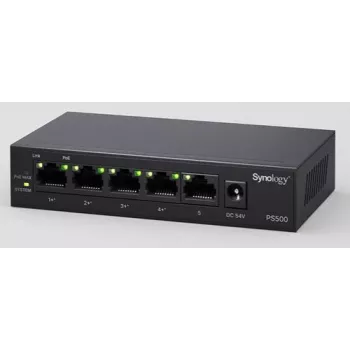 Synology PS500 PoE switch, 5x GE portova, 4x GE PoE+, 60 W