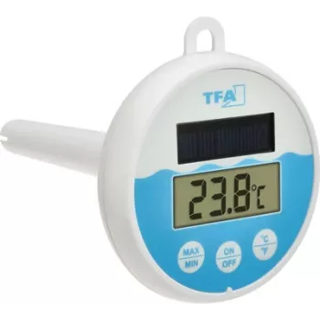 TFA Dostmann digitalni solarni termometar za bazen, bijelo-tirkizni, 30.1068.02