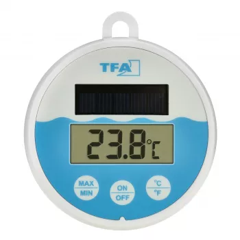 TFA Dostmann digitalni solarni termometar za bazen, bijelo-tirkizni, 30.1068.02