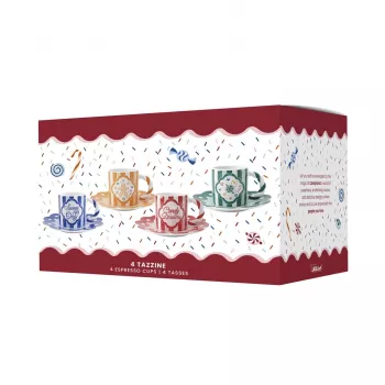 Bialetti Candyland set of 4 cups with saucers 80ml