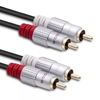 Qoltec 2x RCA muški na 2x RCA muški audio kabel, 0,5 m, crni (52335)